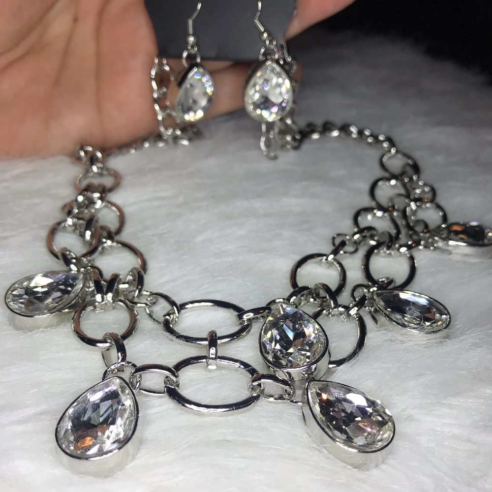 Show-Stopping Shimmer - White Rhinestone Necklace